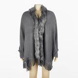 FRINGED CAPE SHAWL CAPE CARDIGAN SWEATER