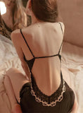 LACE SATIN STITCHING SUSPENDER SKIRT