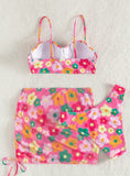 WOMEN PRINT GATHER THREE-PIECE SET