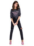 SOLID COLOR LETTER PRINT WOMEN SWEATSHIRTS O-NECK