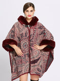 WOMAN LOOSE HOODED KNITTED CARDIGAN SHAWL CAPE