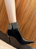 SHINING RHINESTONE THIN POINTED TOES BOOTS