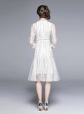MESH EMBROIDERY PATCHWORK DRESS
