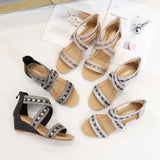 OPEN TOE WEDGE SANDALS