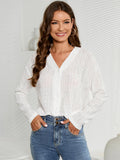LONG-SLEEVED V-NECK HOLLOW LEISURE SHIRT