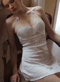 SILK-LIKE HALTER SKIRT HOLLOWING OUT PAJAMAS