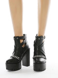 RIVET THICK BOTTOM THICK HIGH HEEL BOOTS