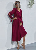 MID-LONG LACE-UP WAIST DRESS