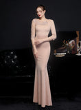 SHORT SLEEVE MERMAID LACE BEADING PROM DRESS