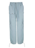 MULTI-POCKET METAL LOW WAIST WOVEN PANTS