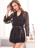 SEXY ICE SILK SLING NIGHTGOWN THREE-PIECE SET