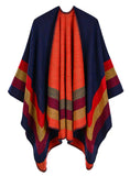 FOUR BAR LARGE FRAME SPLIT CASHMERE NAPPED SHAWL