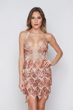 SEXY V-NECK BACKLESS FRINGED SEQUINED DRESS