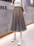 RETRO CONTRAST PLAID GAUZE SKIRT
