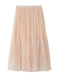 HIGH WAIST STITCHING PLEATED GAUZE SKIRT
