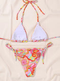 FLORAL SEXY STRAPS SWIMSUIT BIKINI
