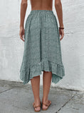 FLUFFY PRINTED IRREGULAR PLEATED SKIRT