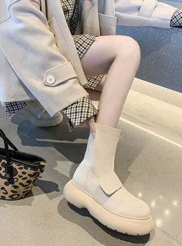 LOOSE CAKE THICK SOLE KNITTED ELASTIC SOCKS BOOTS