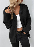 DRAWSTRING HOODED SINGLE-BREASTED SWEATER COAT