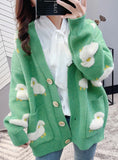 WINTER KNITTED FEMALE CARDIGAN LOOSE STREETWEAR