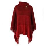FRINGE KNITTED SWEATER CAPE SHAWL