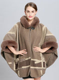 LOOSE COLLAR POCKET KNITTED CARDIGAN SHAWL CAPE