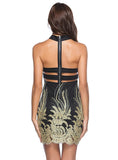 TUBE TOP BACKLESS EMBROIDERED DRESS