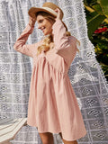 LOOSE CASUAL V-NECK LONG SLEEVE DRESS