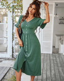 SOLID COLOR A-LINE DRESS