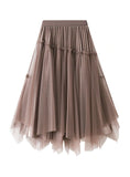 PEARL IRREGULAR HIGH WAIST GAUZE SKIRT