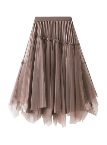 PEARL IRREGULAR HIGH WAIST GAUZE SKIRT