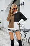 COLORED ROUND NECK TRICOLOR LOOSE PULLOVER SWEATER