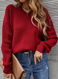 SOLID COLOR V-NECK TRENCH LADIES SWEATER
