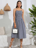 PLAID SUSPENDER CASUAL SWING DRESS