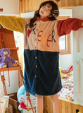LETTER THICKENED CORAL FLEECE ROBE LONG NIGHTWEAR