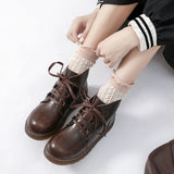 WOMEN LEATHER SHOES BRITISH STYLE BOOTS