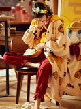 CORAL VELVET LITTLE YELLOW DUCK HOODED FLANNEL BATHROBE
