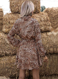 LEOPARD PRINT LONG SLEEVE DRESS