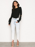 LONG SLEEVE HOLLOW OUT SPLIT LACE UP