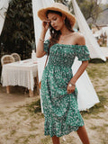 BOHEMIAN PRINTED SHORT SLEEVE DRESS