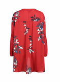 FLORAL PRINT FASHION SLEEVE CHIFFON MINI DRESS CUTE