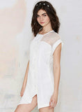 WHITE O-NECK FEMALE CHIFFON CASUAL PARTY DRESSES