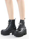 METAL SPONGE CAKE BOTTOM ROUND HEAD CHAIN MARTIN BOOTS