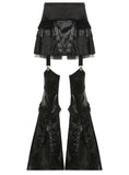 SPLICED MESH WOODEN EAR TRUMPET DRESS PANTS