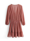 WOMEN RUFFLES LACE CHIFFON DRESS BOHO MINI BEACH DRESS