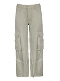 RETRO ZIPPER SPLIT MULTI-POCKET JEANS