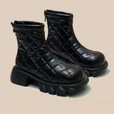 FOAMED THICK-SOLED RHOMBIC COTTON SHOES BOOTIES