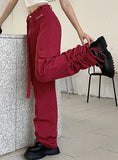 ZIP WAISTBAND POCKET LACE-UP CASUAL JEANS