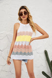 KNITTED OPENWORK HALTER TOP LOOSE STITCHING VEST