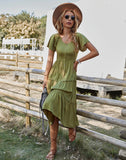 ROUND NECK SOLID COLOR BIG SWING DRESS